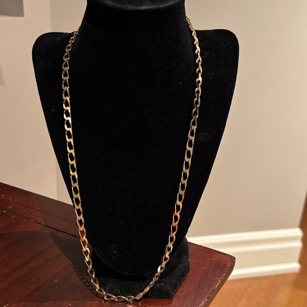 Gold Tine Cuban Link Long Chain Necklace